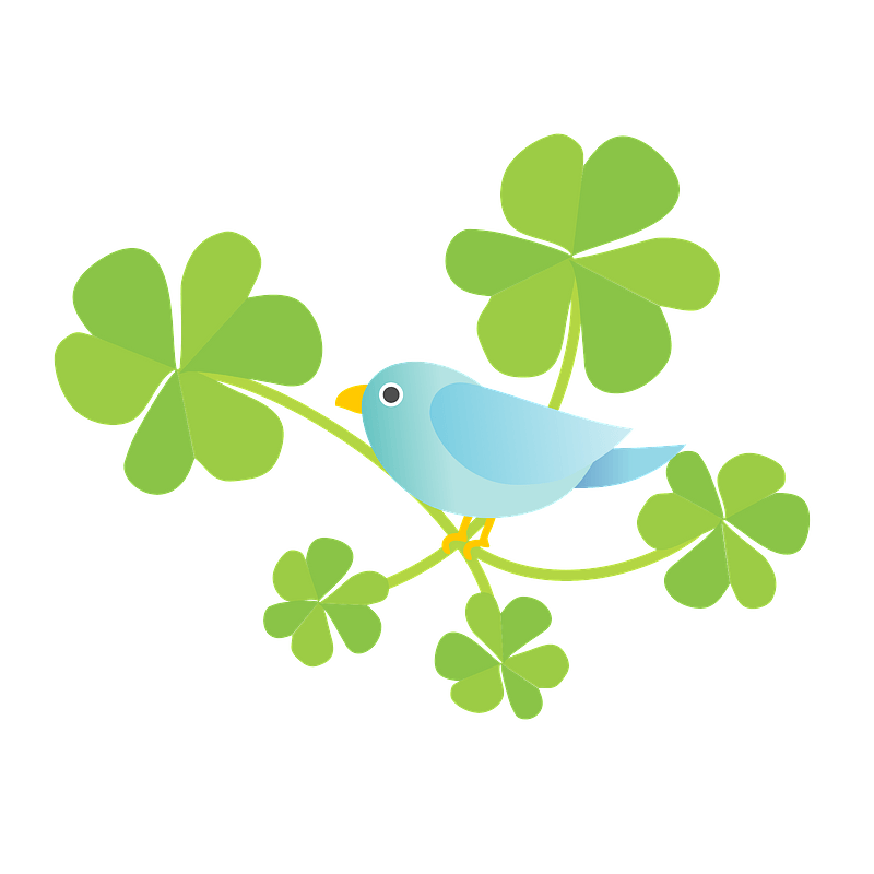 Blue Bird in the Clover klipart