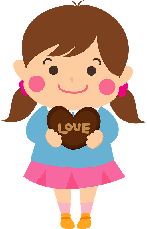 Girl with Valentine's Day Chocolate clipart. Free download transparent