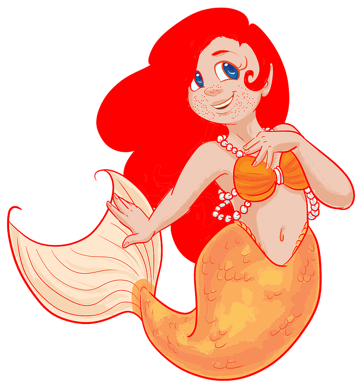 Redhead mermaid with freckles clipart