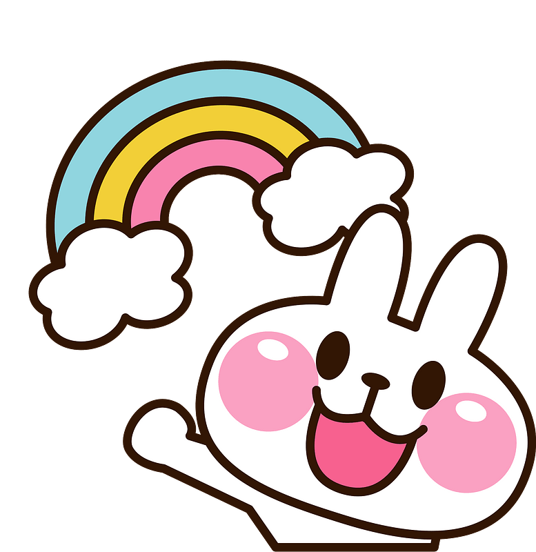 Rabbit is under a rainbow immagine clipart