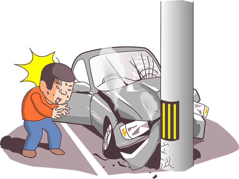 Traffic collision Car hit a post clipart. Free download transparent