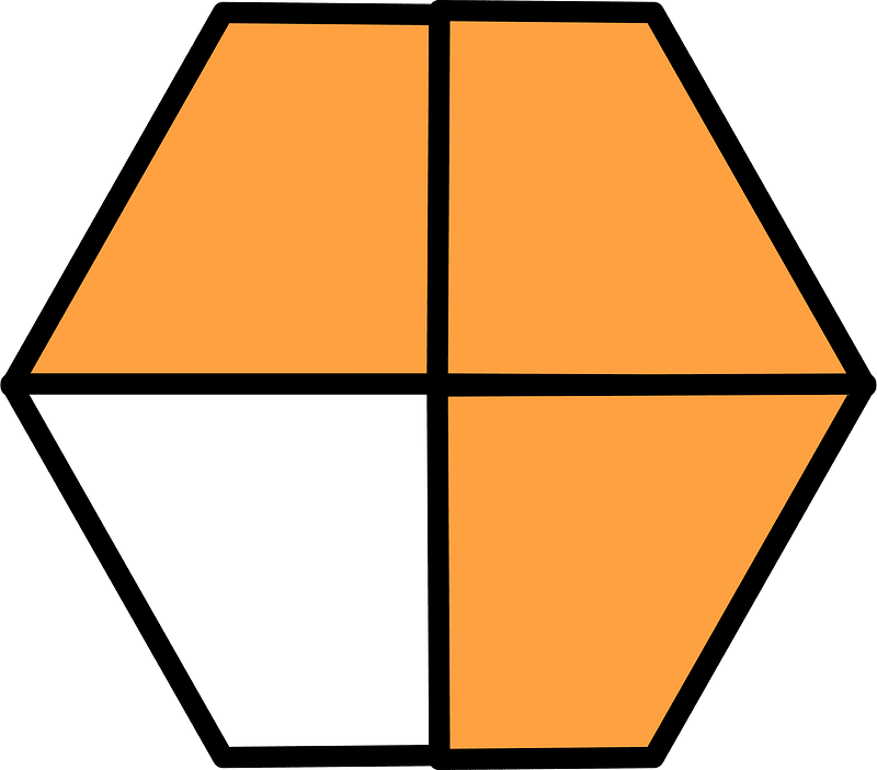 Orange Hexagon Fraction 34 clipart. Free download transparent .PNG