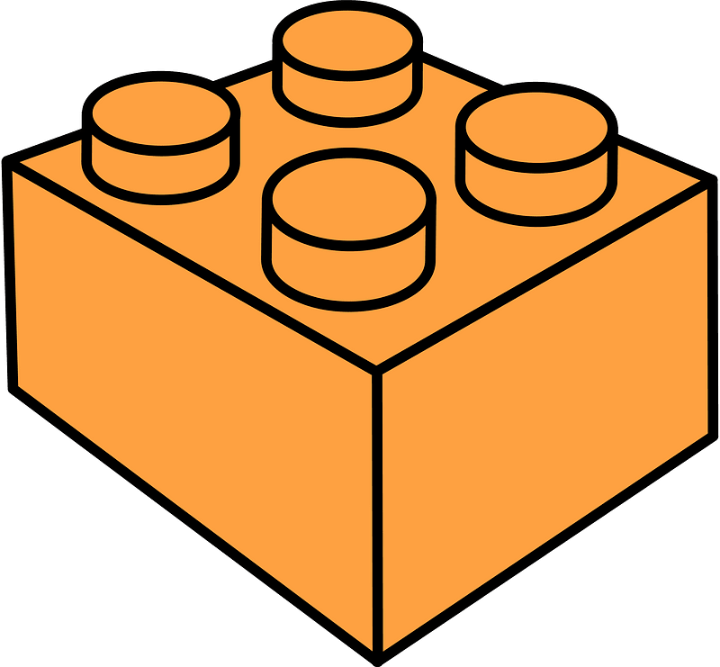 Orange LEGO 4Stud Storage Brick clipart. Free download transparent