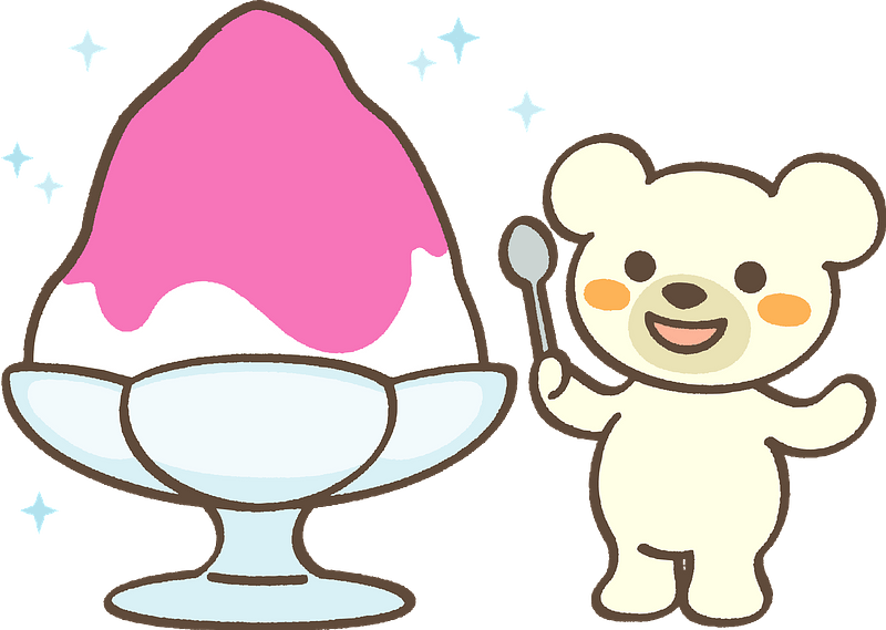 Polar bear is eating shaved ice clipart