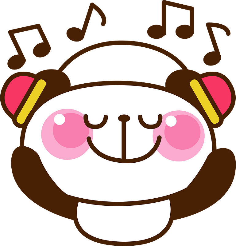 Giant panda is listening to music clipart