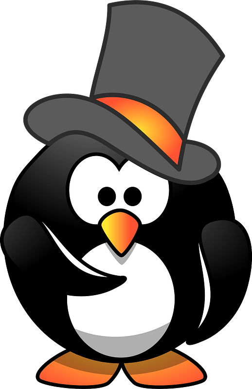 Penguin in top hat clipart. Free download transparent .PNG Creazilla