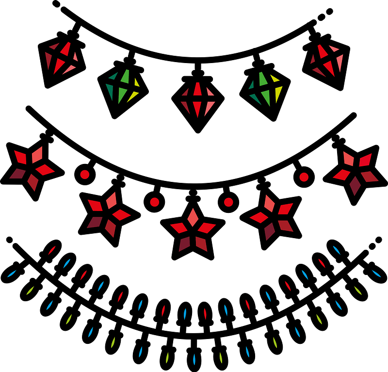 Christmas string lights clipart