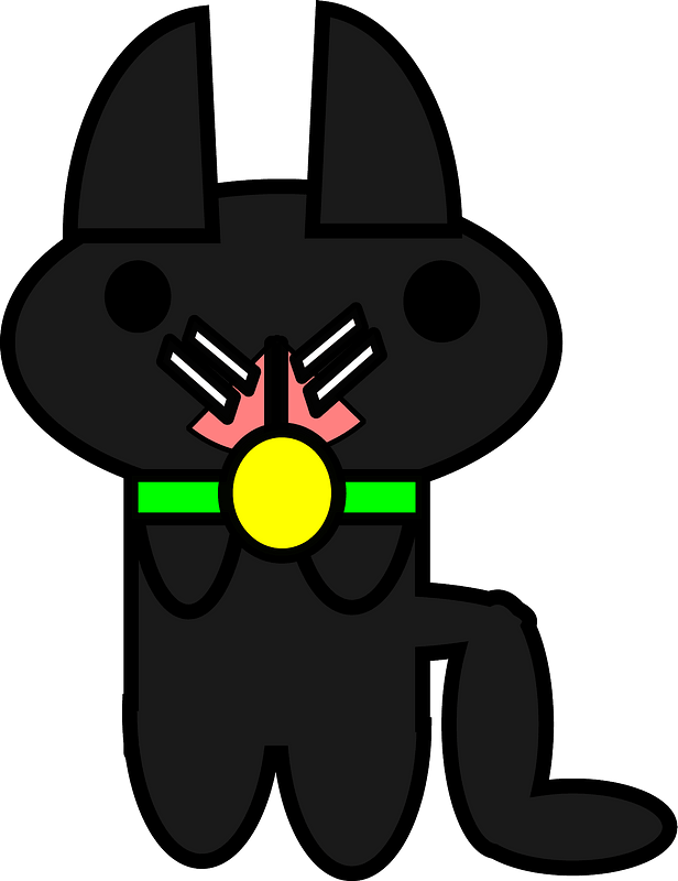 Black cat with green collar clipart. Free download transparent .PNG