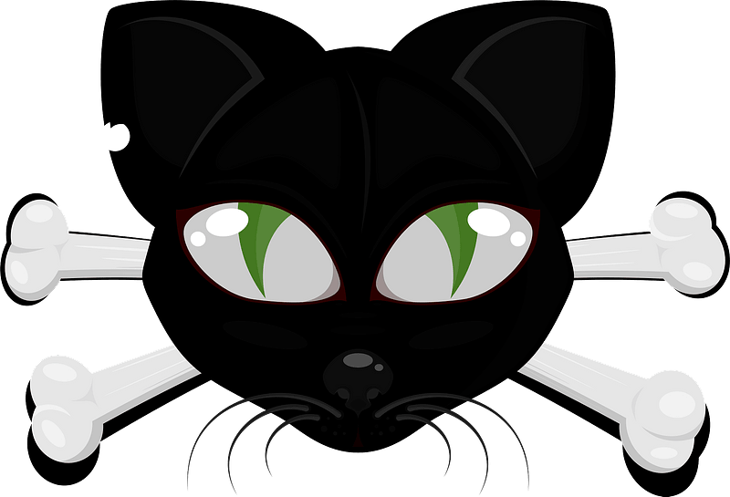 Cat face with crossbones clipart