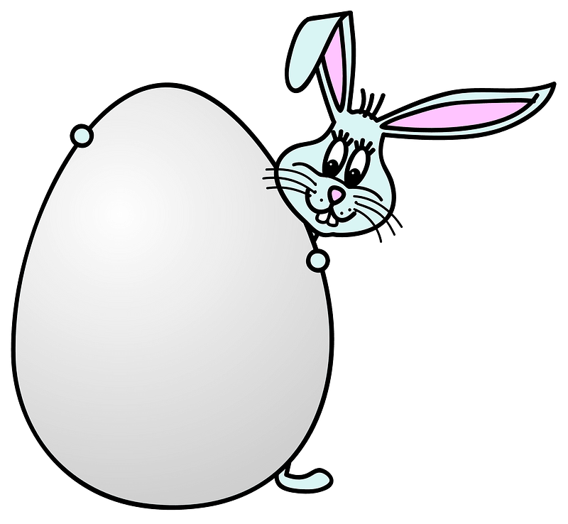 Bunny hiding behind an egg clipart. Free download transparent .PNG