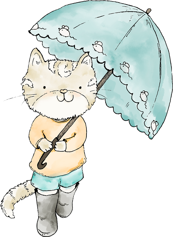 Cute cat under umbrella clipart. Free download transparent .PNG Creazilla