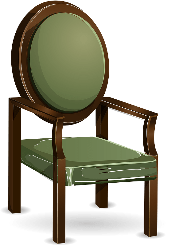 Classic green soft chair clipart. Free download transparent .PNG