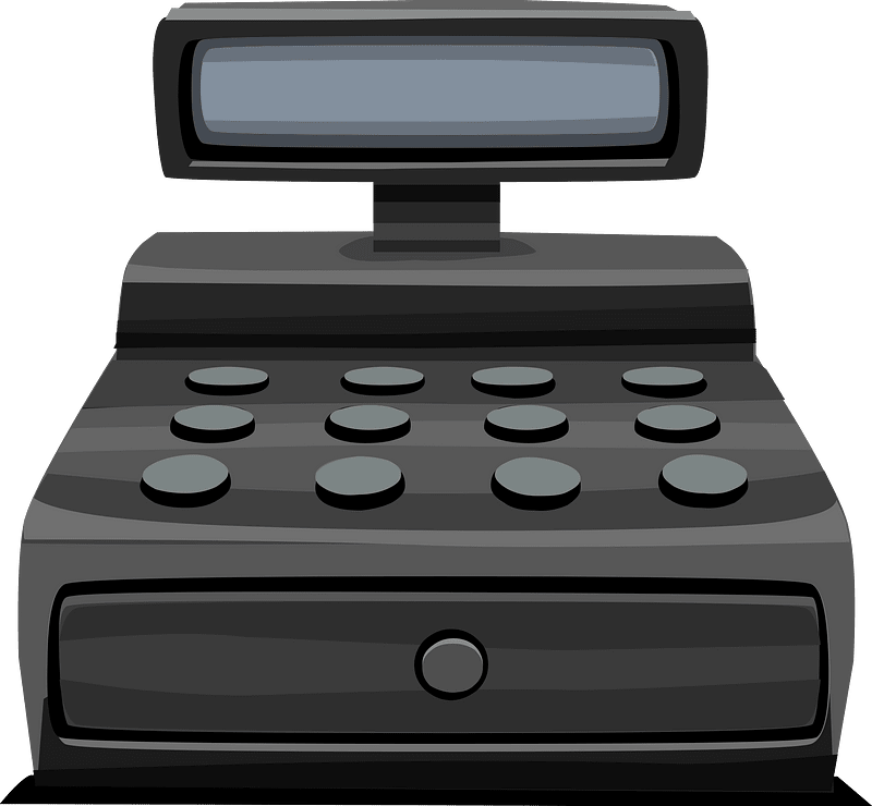 Black simple cash register table decor clipart. Free download