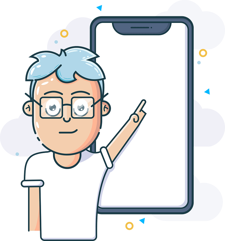 Mobile phone guy boy glasses clipart. Free download transparent .PNG