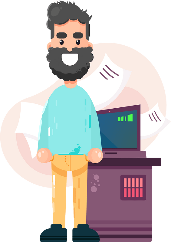 Office writer man smiling clipart. Free download transparent .PNG