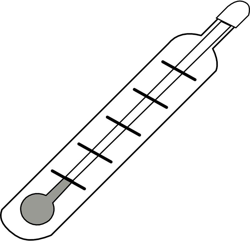 Thermometer - black and white clipart. Free download transparent .PNG