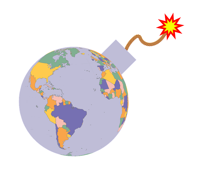 Political map earth globe bomb immagine clipart