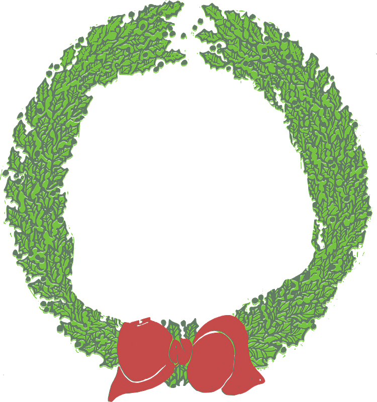 Wreath with Red Ribbon Bow clipart. Free download transparent .PNG