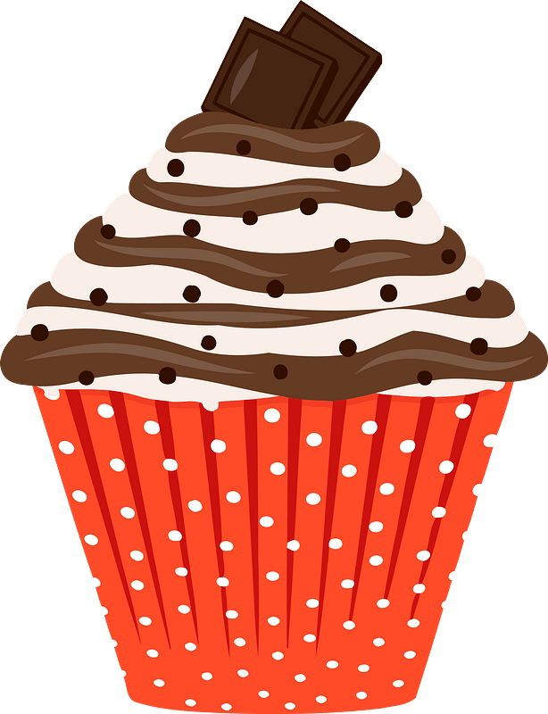Cupcake with Swirled Chocolate Frosting clipart. Free download