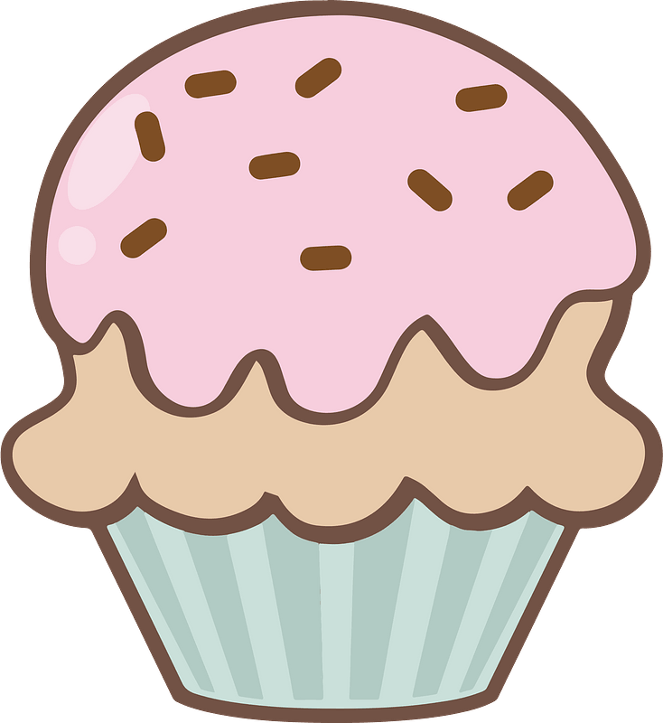 Cupcake with Pink Frosting and Sprinkles clipart. Free download