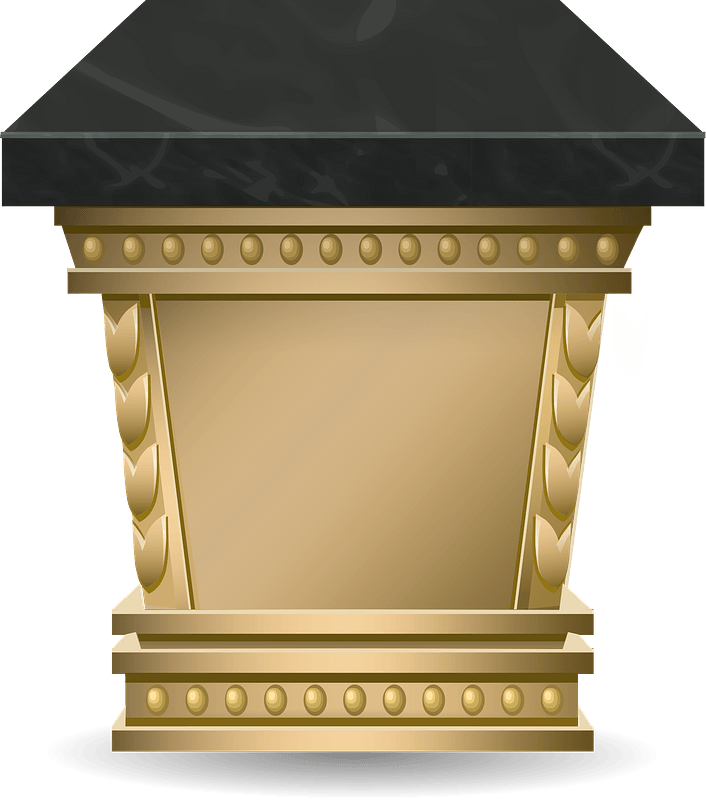Golden Pedestal with Black Marble Top clipart. Free download