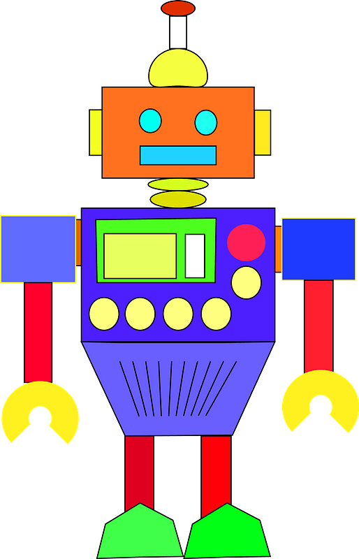Robot Orange Face and Blue Body clipart. Free download transparent