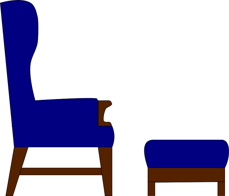 Blue Chair and Foot Stool clipart. Free download transparent .PNG