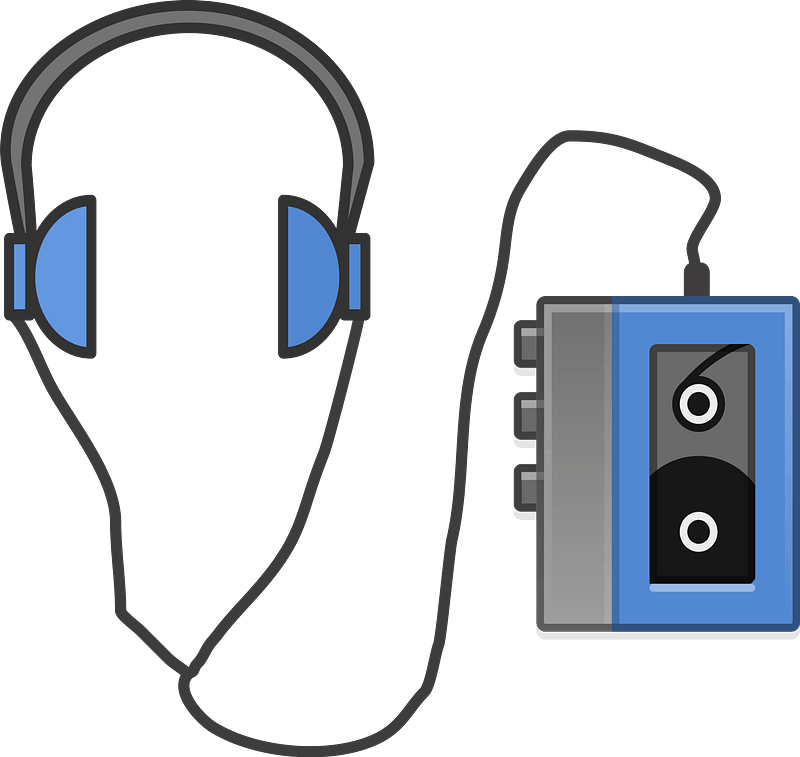 Headphones and Cassette Tape Player clipart. Free download transparent