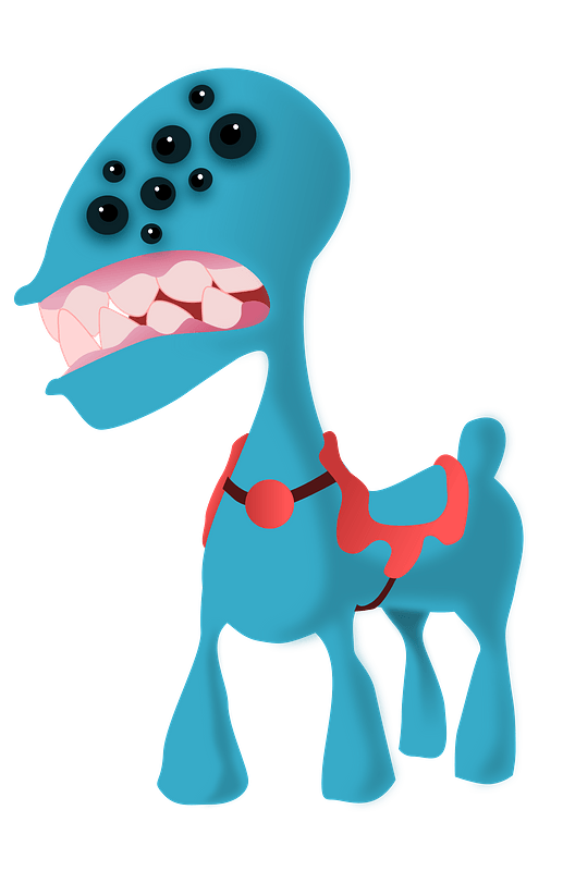Blue Monster with a Lot of Eyes and Teeth clipart. Free download