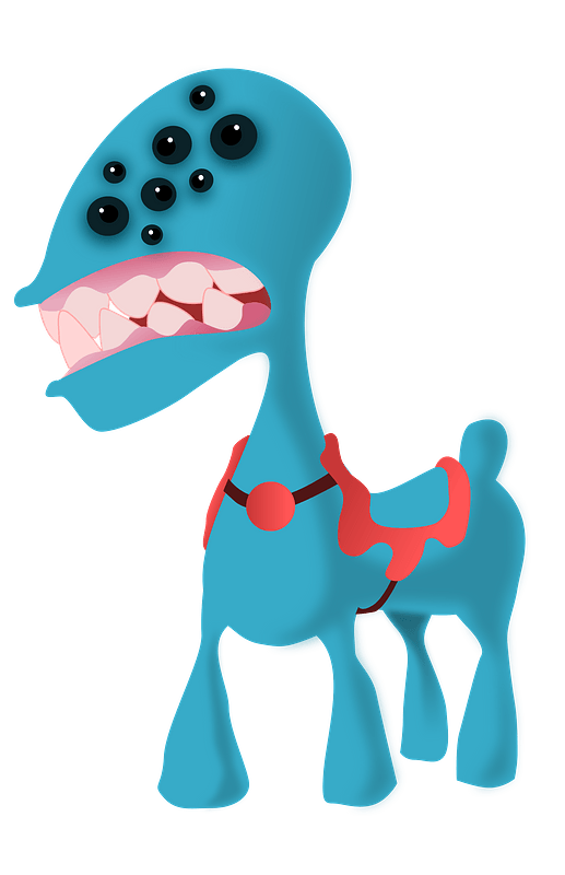 Blue Monster with a Lot of Eyes and Teeth clipart