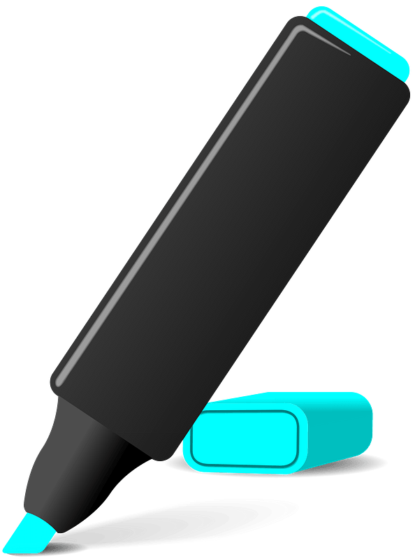 Uncapped Neon Blue Highlighter Marker clipart. Free download