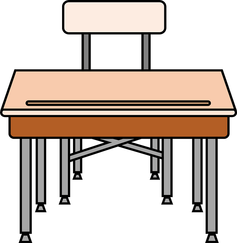 School Desk and Chair with Underside Shelf clipart. Free download