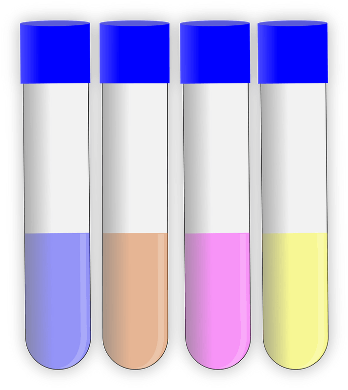 Capped test tubes halffilled with different color liquid clipart. Free