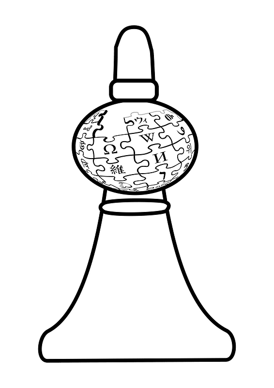 Wikipedia Berlin TV Tower bw clipart. Free download transparent .PNG