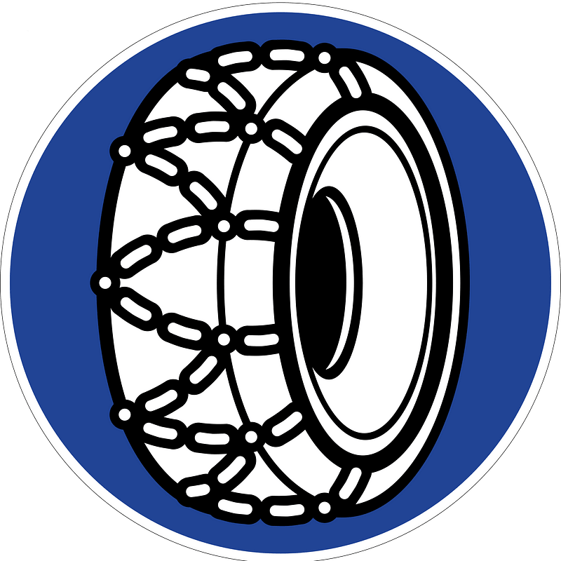 Snow chains must be carried in vehicle clipart. Free download