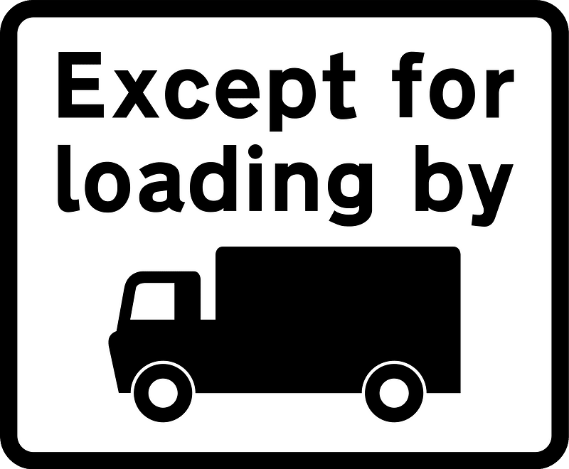 Except for loading and unloading by goods vehicles clipart. Free ...