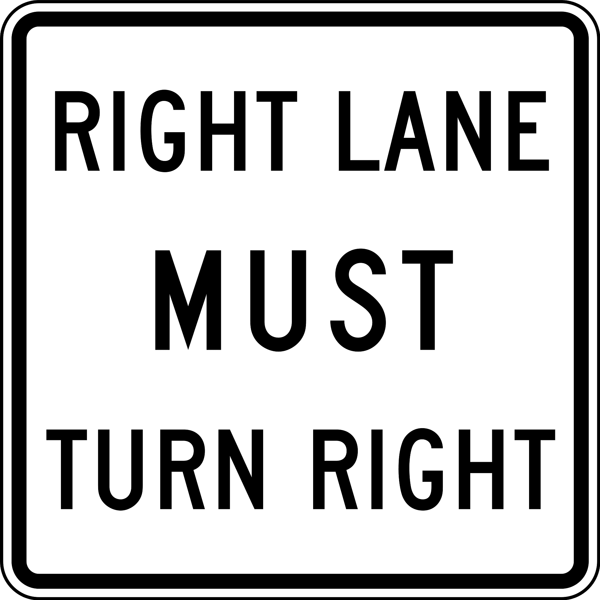 Right lane MUST turn right sign clipart. Free download transparent .PNG