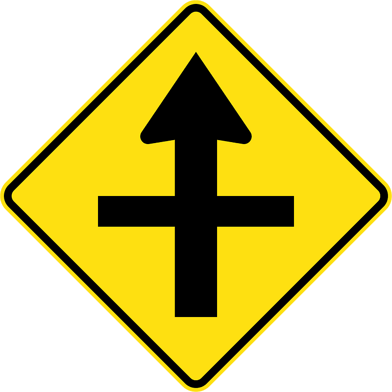 Crossroads ahead sign in Australia clipart. Free download transparent