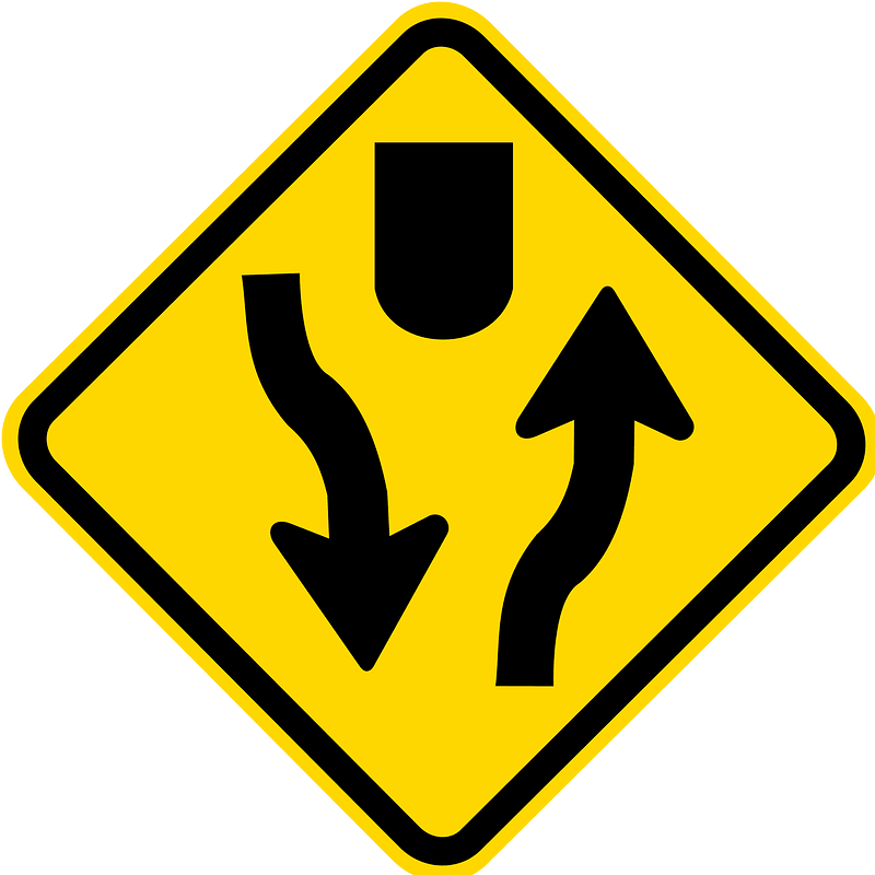 Divided highway ahead sign in Brazil clipart. Free download transparent