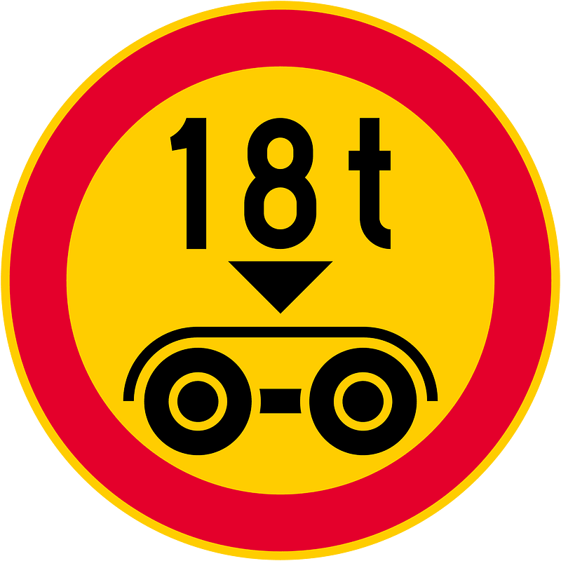 Maximum weight per tandem axle sign in Finland clipart. Free download transparent .PNG Creazilla