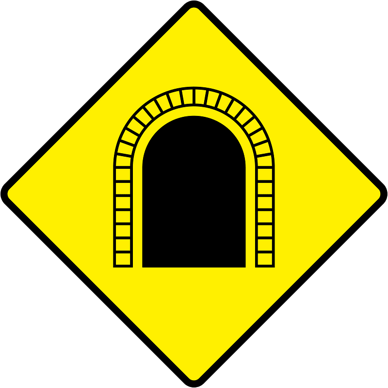 Tunnel ahead sign in Ireland clipart. Free download transparent .PNG