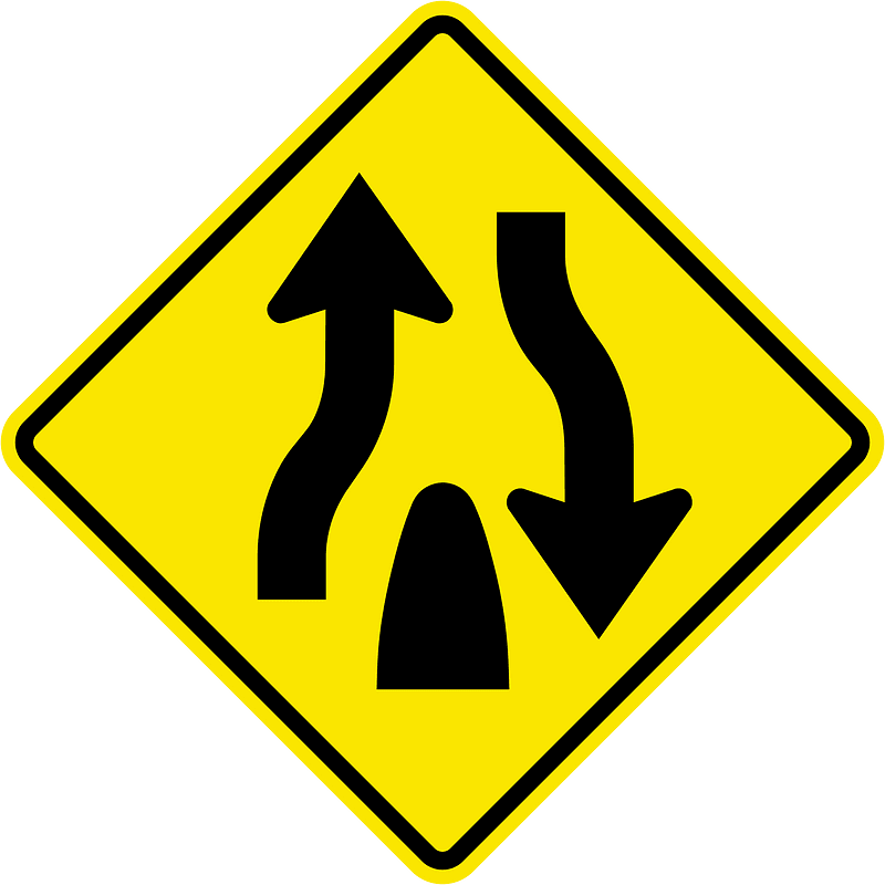 Клипарт Divided highway ends sign in Jamaica