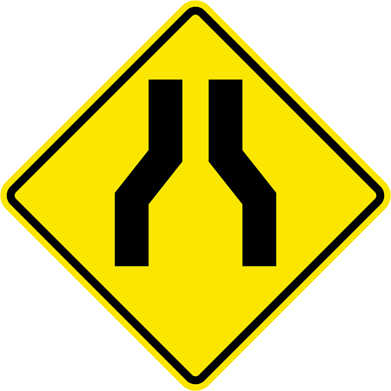 Road narrows ahead sign in Jamaica clipart. Free download transparent