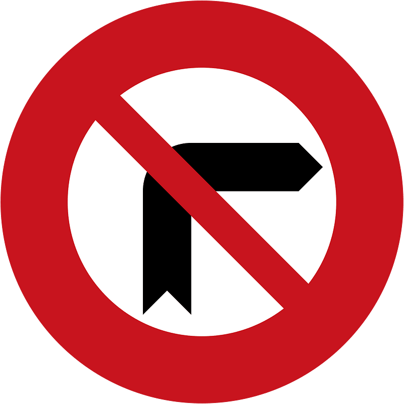 No right turn sign in Malaysia clipart