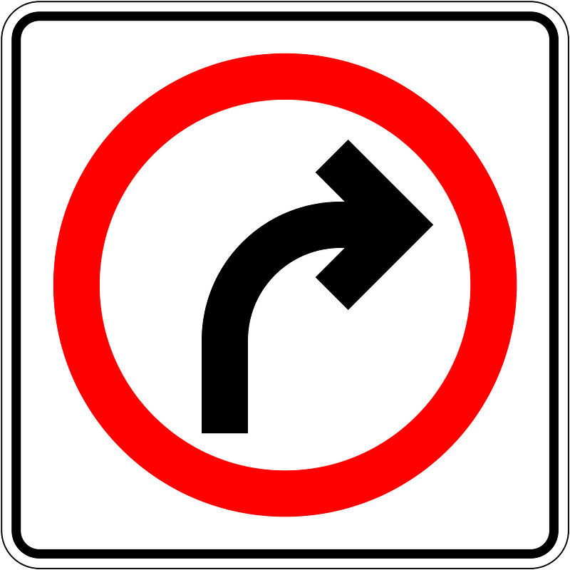 Turn right ahead sign in Mexico clipart. Free download transparent .PNG