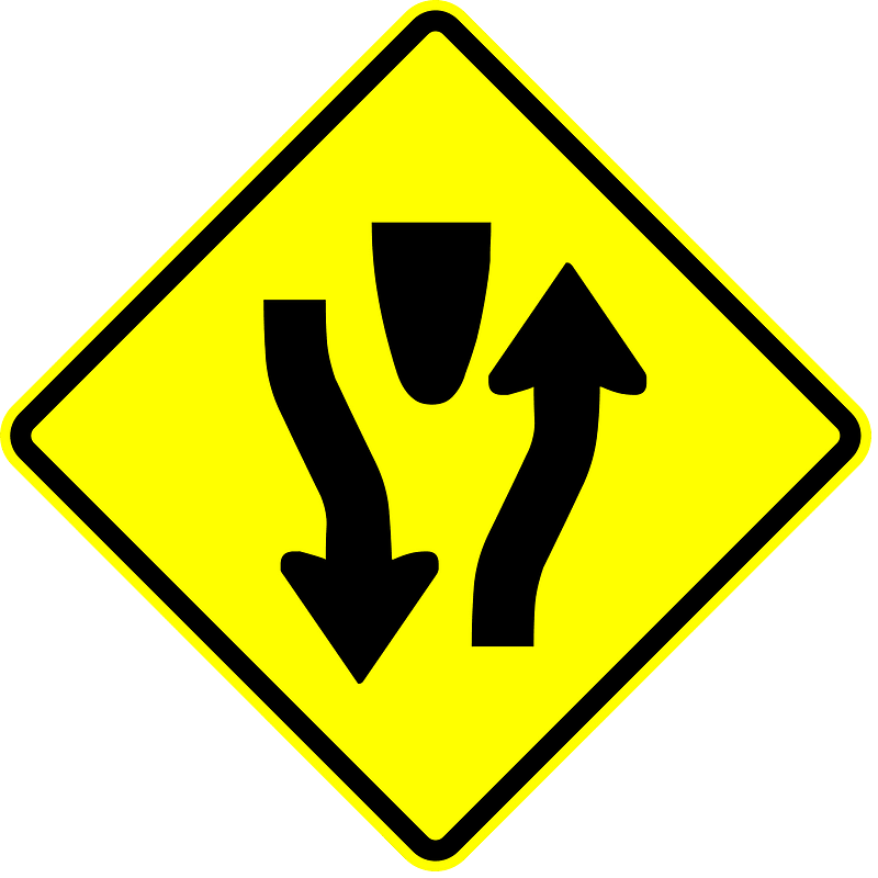 Divided highway ahead sign in Panama clipart. Free download transparent