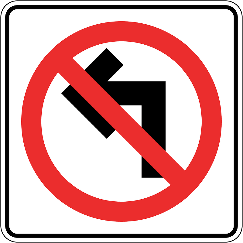 No left turn sign in Panama clipart