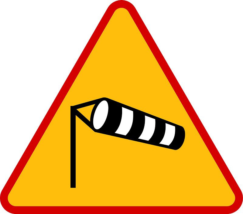 Dangerous crosswinds sign in Poland clipart. Free download transparent
