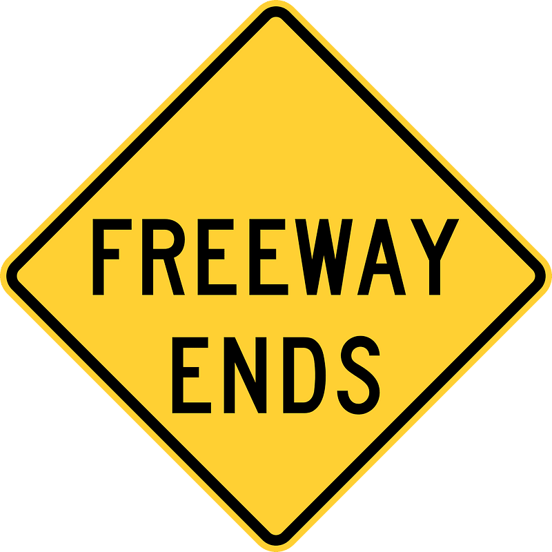 Freeway ends sign in United States clipart. Free download transparent