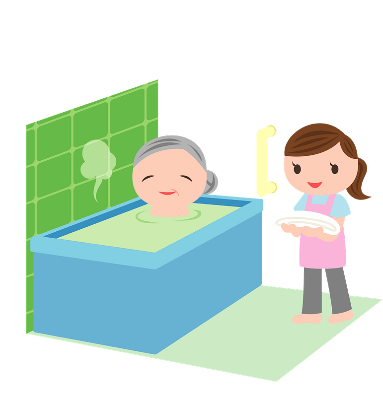 Nurse is Assisting an Elderly Woman in Bathing clipart. Free download